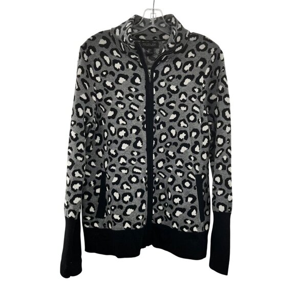 Rachel Zoe Leopard Print Sweater Full Zip Multicolor Size Large - Picture 1 of 9